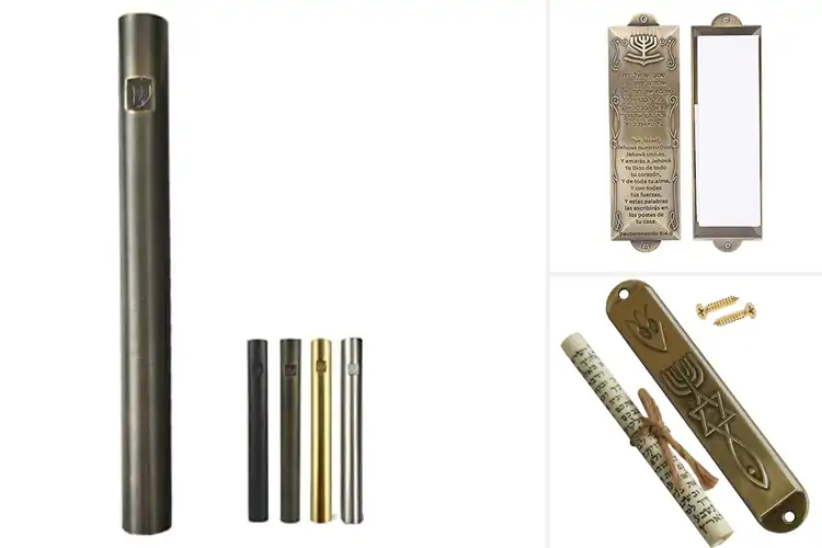 Detailed view of Best Brass Bronze Tin Mezuzah Cases