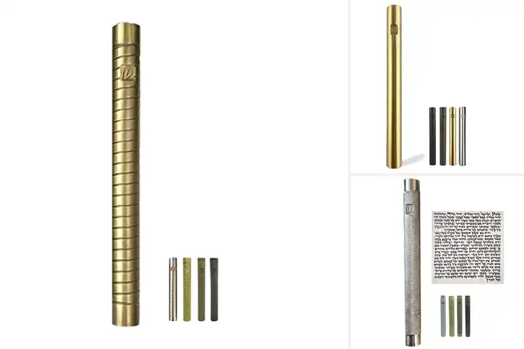 Detailed view of Best Brass Mezuzah Case With Scrolls