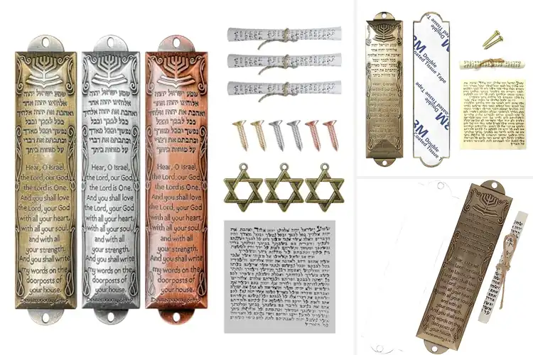 Detailed view of Best Brass Mezuzah With Scroll Sets